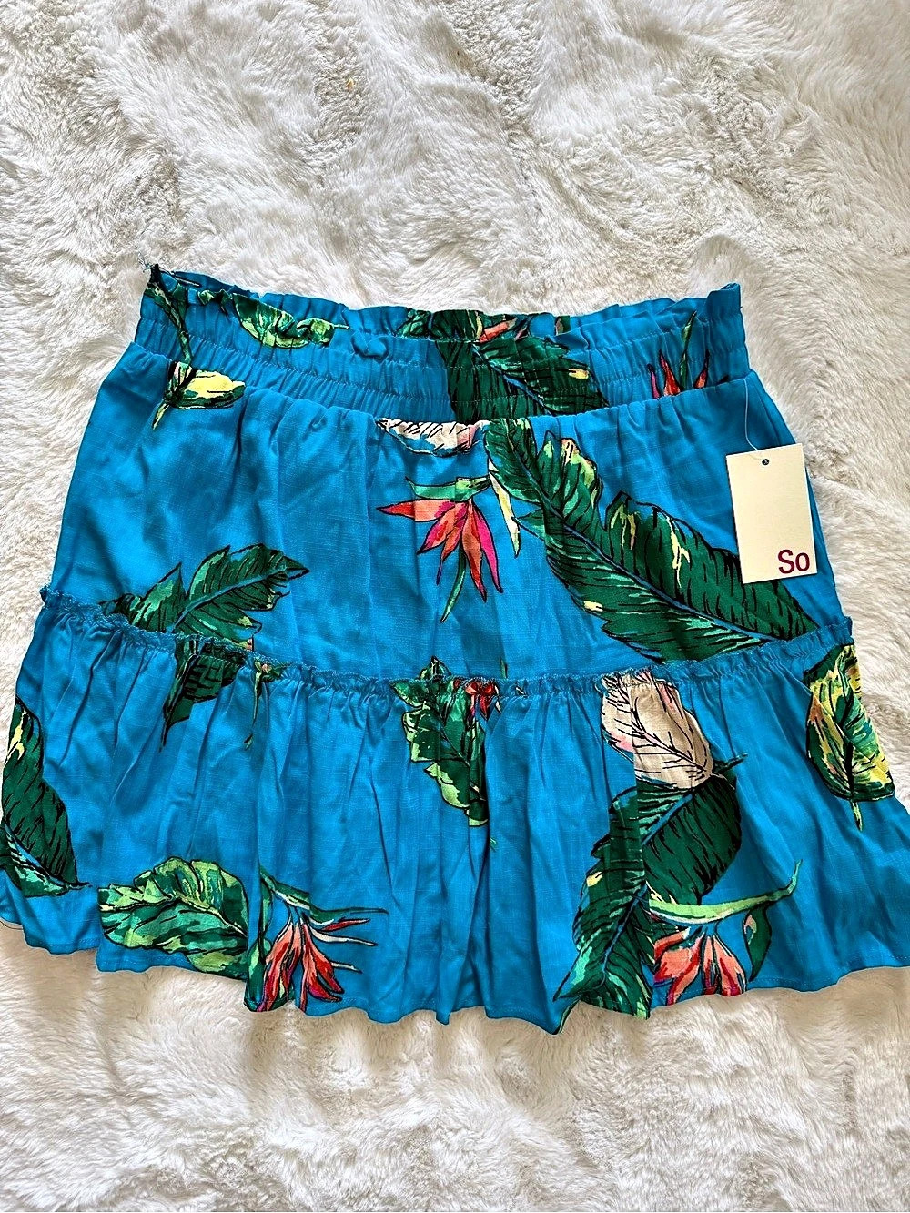 NWT So Tiered Mini Skirt~Turquoise Blue